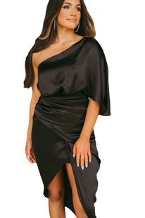 Cross-border foreign trade independent station Amazon 2021 sexy unilateral sleeve irregular dress dress evening dress for women