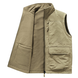 Double-sided Vest Men's Autumn and Winter fleece-lined Vest Casual Sports Fleece Vest with Vertical Collar Sleeveless Jacket