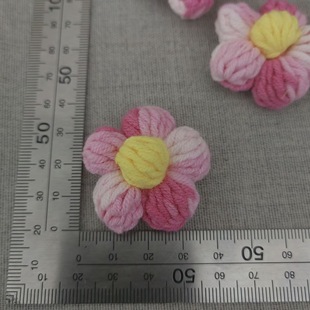 Little Red Flower Jackson Yi Wool Crochet Puff Flower Hairpin Brooch Accessories Semi-finished DIY Accessories