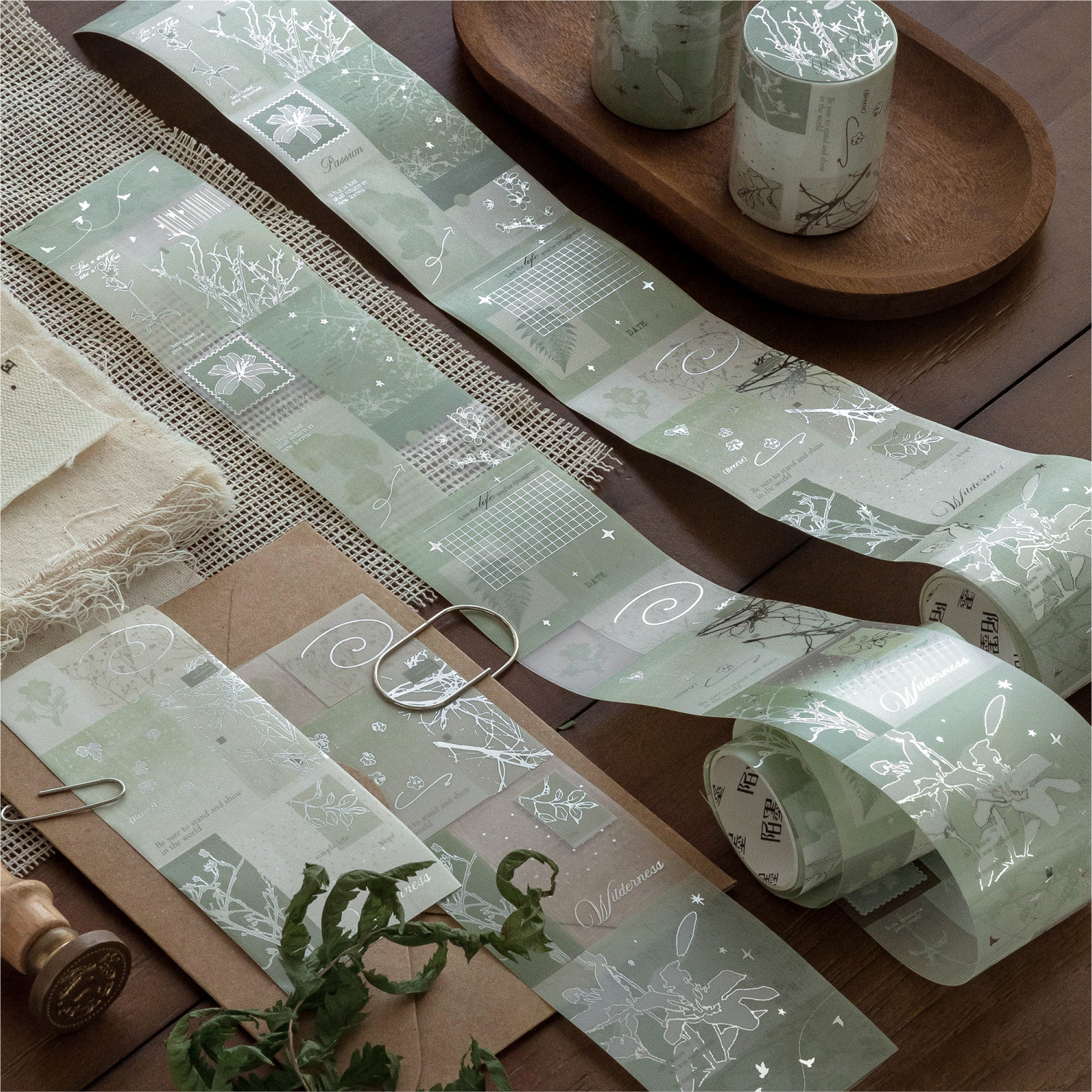 Momo Silver-Embossed Die-Cut Tape - "All Things Are Silent Like a Mystery" Series - Light Retro Journal Material DIY Basic Background Stickers