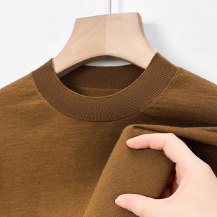 Superfine Merino Wool Worsted 100 Pure Wool Base Shirt Autumn and Winter New Slim Wool T-shirt for Men