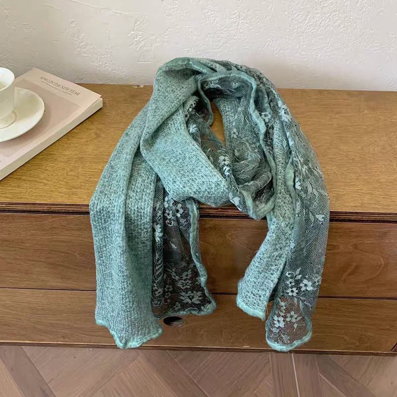 Japanese and Korean Style Lace Floral Patchwork Versatile Multifunctional Neck Scarf 2026 Early Spring New Women's Shawl