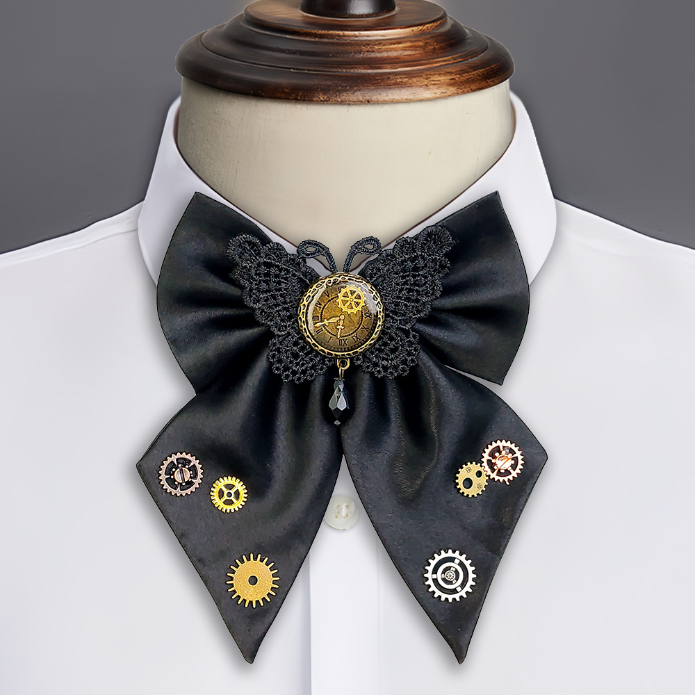 High-End Men's Bow Tie, Solid Color Steam Gear Bow Tie, Punk Retro Bow Tie, Suit British Style