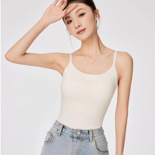 [High-end] Summer Cool Underwear with Chest Pad Beautiful Back Internet Red Sling 2025 Muscle Undercoat Gathering for Women
