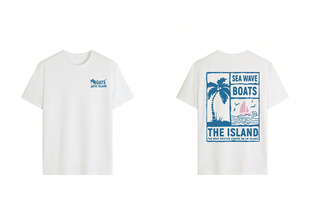 Sea Wave Boats The Island Print Women T-Shirts Summer Casual