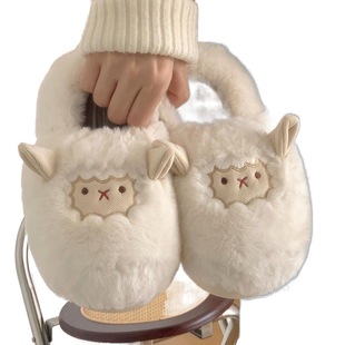 Couple Cute Little Sheep Cotton Slippers Men's and Women's Winter Home Bag Heel Warm Non-slip Moon Shoes Summer