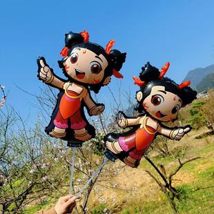 Хит продаж на уличном прилавке: зажимной воздушный шар Little Hero Nezha, ручное украшение на день рождения, шар из алюминиевой фольги с подарком с QR-кодом.