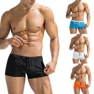 Cross-border foreign trade new solid color side zipper beach pants men's tight tether anti-light beach hot spring wholesale
