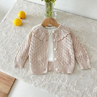 Baby's Autumn Coat Long-sleeved Knitted Cardigan Baby Girl's Western Style All-match Top Baby's 100-day Clothes