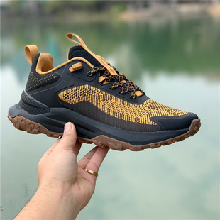 Foreign Trade Kick Not Bad Flying Weaving Breathable Sports Casual Shoes Comfortable Lightweight Wear-resistant Non-slip Men's Shoes Low-top Shoes Thick-soled Shoes