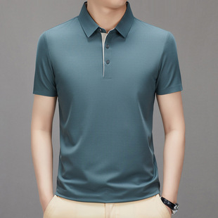 Guishang summer new brocade ammonia seamless polo shirt men's t-shirt casual decent high sense short sleeve men's in stock wholesale