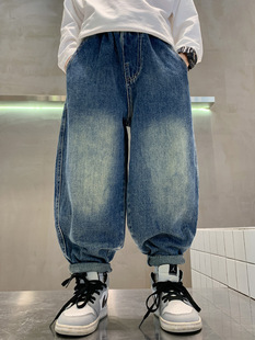 Boys' Old Style Jeans Boys Autumn 2024 New Style Large Children's Loose Casual Long Trendy Pants