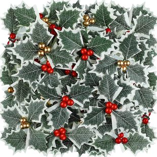 Cross-border direct supply decoration bouquet Christmas cuttings red fruit triangular leaf branches Harry leaf DIY mini Christmas decorations