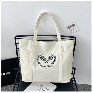 Canvas Bag Shopping Bag Foreign Trade 2025 New Fashion Canvas Bag Various Style Large Capacity Shoulder Bag