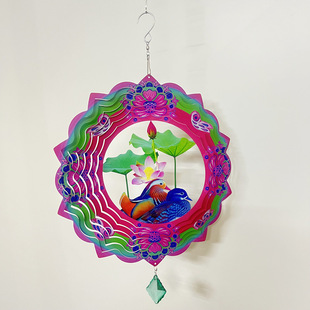 Cross-border Amazon Factory Directly Supply 3D Rotating Christmas Wind Chimes Wind Turn Home Pastoral Indoor and Outdoor Stainless Steel Hanging Ornaments