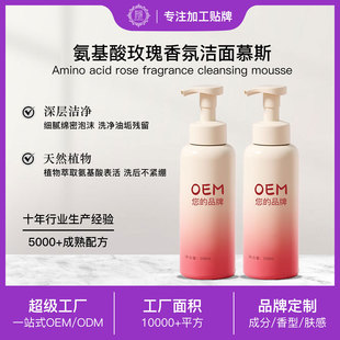 Customized Cleansing Mousse Facial Cleanser Facial Skin Care Cosmetics Rose Amino Acid Oil Control Moisturizing Black Sulfur Box Factory