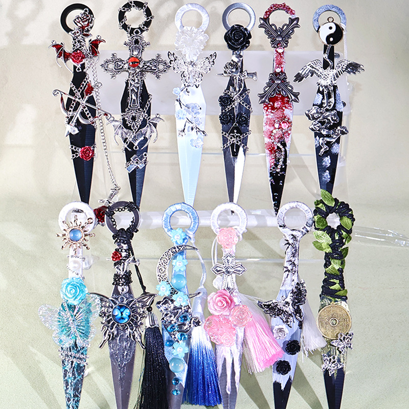 Dark Gothic Style Kunai Unboxing Knife Finished Product Birthday Gift Hanfu Pendant Decoration Desktop Ornament
