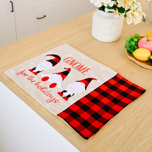 Cross-border New Christmas Decorative Plaid Placemat Elk Rudolph Christmas Table Mat Heat Insulation Mat