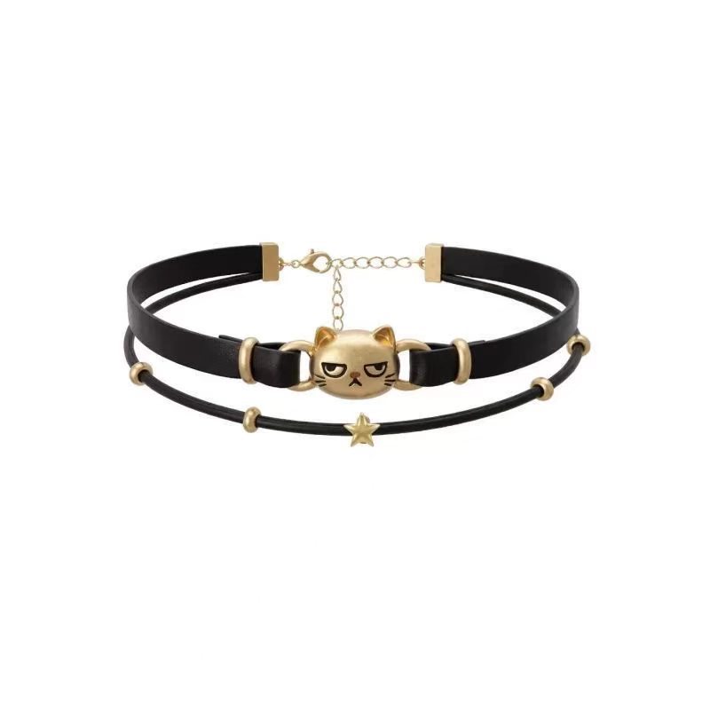 Double-Layer Clavicle Chain with a Frown Expression, Childlike and Cute, Sweet and Cool, Niche Design, the First Choice for Christmas Gifts, Cat Necklace