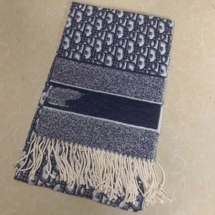European and American Style Cashmere Scarf Women's Letter Light Gray Warm Shawl Autumn and Winter Double-Sided Scarf Factory Genuine Supply and Delivery