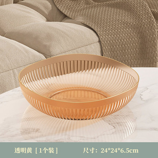 Light luxury fruit plate new home living room dried fruit candy plate transparent golden edge striped ins Internet celebrity plastic snack