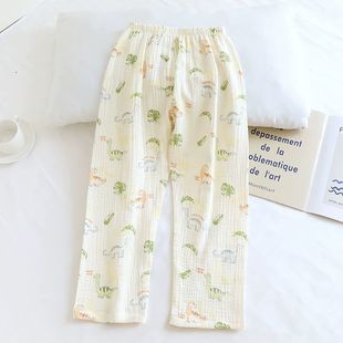 2025 New Children's Spring Summer Autumn Thin Cotton Gauze Pajama Pants Boys Cotton Trousers Home Pants Anti-mosquito Pants
