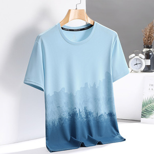 Hong Kong camel ice silk short-sleeved T-shirt men's summer breathable mesh quick-drying loose cool sports casual T-shirt