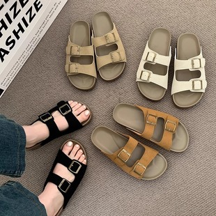 Platform Buccan Slippers Women's Summer Outer Wear 2024 New Casual Retro Buccan Beach Shoes French Style Outgoing Sandals