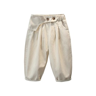 Boys' Pants Boys' Pants Spring and Autumn Children's 2024 New Early Autumn Baby White 6 Casual Pants 1 Loose