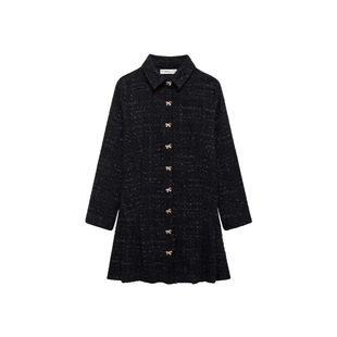 2024 autumn mini dress European and American style women's long sleeve three-dimensional personality street lapel single-breasted top