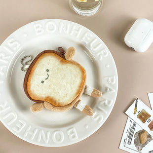Cute Japanese Toast Plush Coin Purse Creative Sliced Bread Pendant Student Headset Coin Storage Bag Wholesale