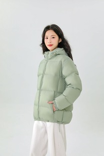 Down jacket women's short hooded 2024 new winter white duck down padded loose bread clothing fashion 90 velvet