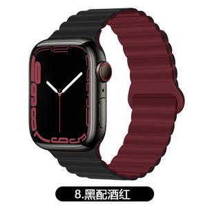 Применимо IWatch Apple силиконовый ремешок iwatch1-9 поколения/SE двухцветное магнитное всасывающее кольцо ultra ремешок