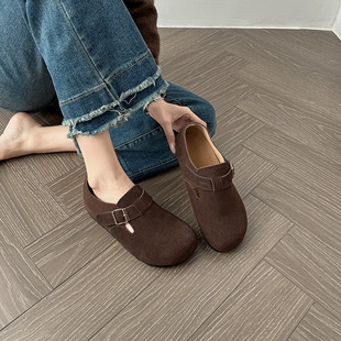 Кожаные ботинки Birken женские новые ретро Мягкая подошва один педаль Baken однотонные туфли все включено Тост туфли 3993