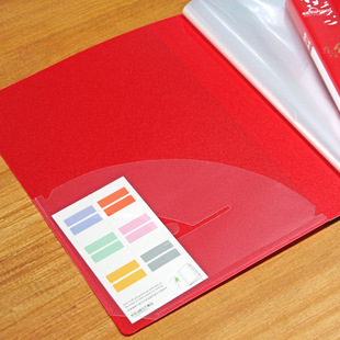 Kangbai pp material red simple storage data book transparent insert bag office multi-layer paging student test paper bag