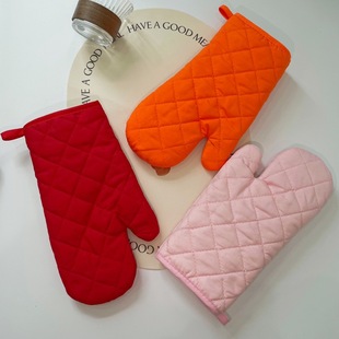 [Solid color] factory thickened microwave oven gloves baking oven special heat insulation anti-scald cotton gloves cross-border wholesale