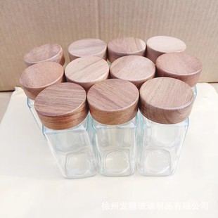 Амазонка 120ml Квадратная банка для приправы 4oz акация дерево перца порошок порошок бак для разбрасывания через границу 24 шт для стеклянных бутылок