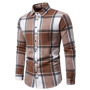 Cross-border 2024 Autumn and Winter New Men's Plaid Loose Casual Long Sleeve Shirt Thickened Shirt Amazon European Size
