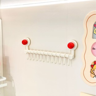 Kitchen Hooks in a Row Wall-Mounted Suction Cup Punch-Free Multi-Functional Kitchen Utensil Rack Spoon Shovel Storage Rack