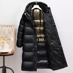 Factory direct supply winter down jacket men's long black gold cross-border live two-open hooded sports jacket