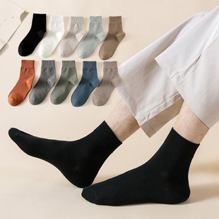 Socks Men's Gaoluo Socks Men's All-match Mid-length Socks Japanese and Korean Style Candy Color Vintage Comfortable Warm Solid Color Stockings