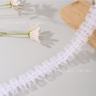 New color pleated elastic organza lace with DIY clothing accessories fungus discount lace accessories wholesale