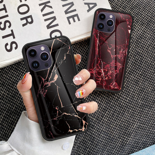 For Apple 16pro Mobile Phone Case 14 New Marble Mirror Glass Case iphone13/15 Protective Case