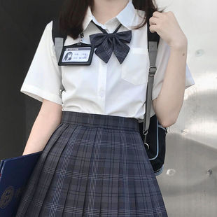 Jk Uniform Shirt Women's Short-sleeved Aqua-colored Summer Department Girl Student's College-style Long-sleeved Shirt Top Autumn