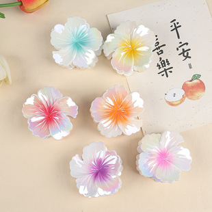 Cross-border new curly flower clip pearl gradient color flower shark clip hair grip temperament hair clip wholesale