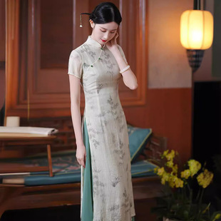 New Chinese Style Improved Cheongsam 2024 New Women's Summer Dress Tea Clothing Zen Art Chinese Style Aodai Long Style