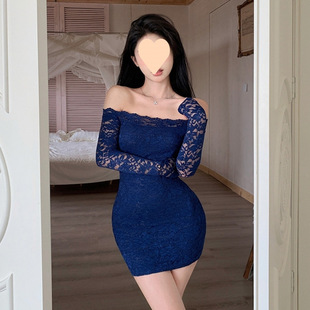Internet Celebrity Sexy Socialite Style Base Lace Dress French Elegant Tight Body-Slimming Autumn Inner Hip dress Women