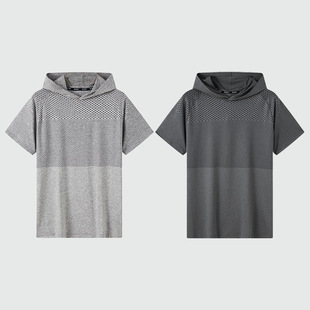 New Quick-drying Short-sleeved Hooded T-shirt Summer Ice Silk Men's and Women's Sports Leisure Round Neck Breathable Quick-drying Top