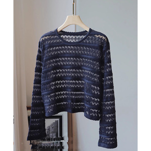 In stock factory wholesale hollow sweater for women 2024 new summer slimming thin Tencel top fashion