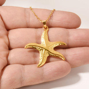 304 stainless steel European and American cross-border new starfish necklace female marine series diy pendant clavicle chain jewelry jewelry